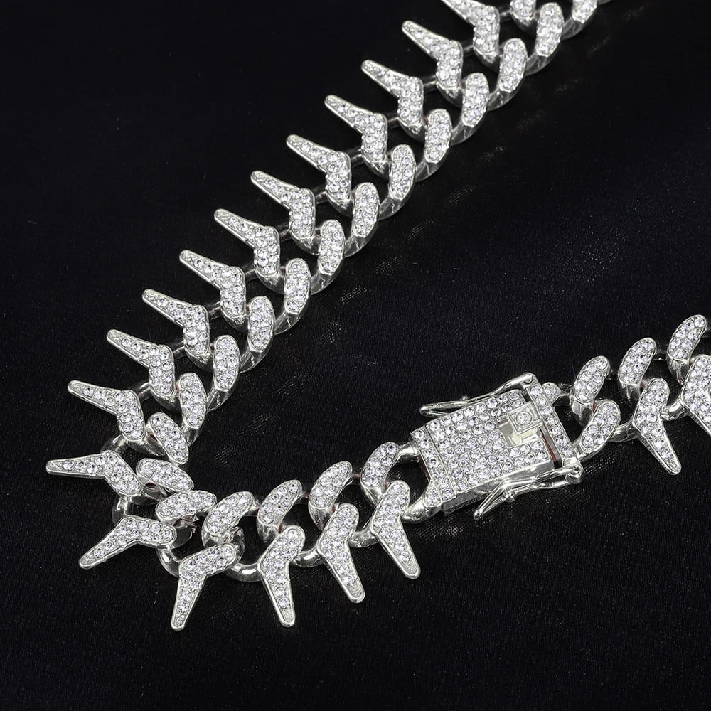 Iced Out Rivet Spike Chain