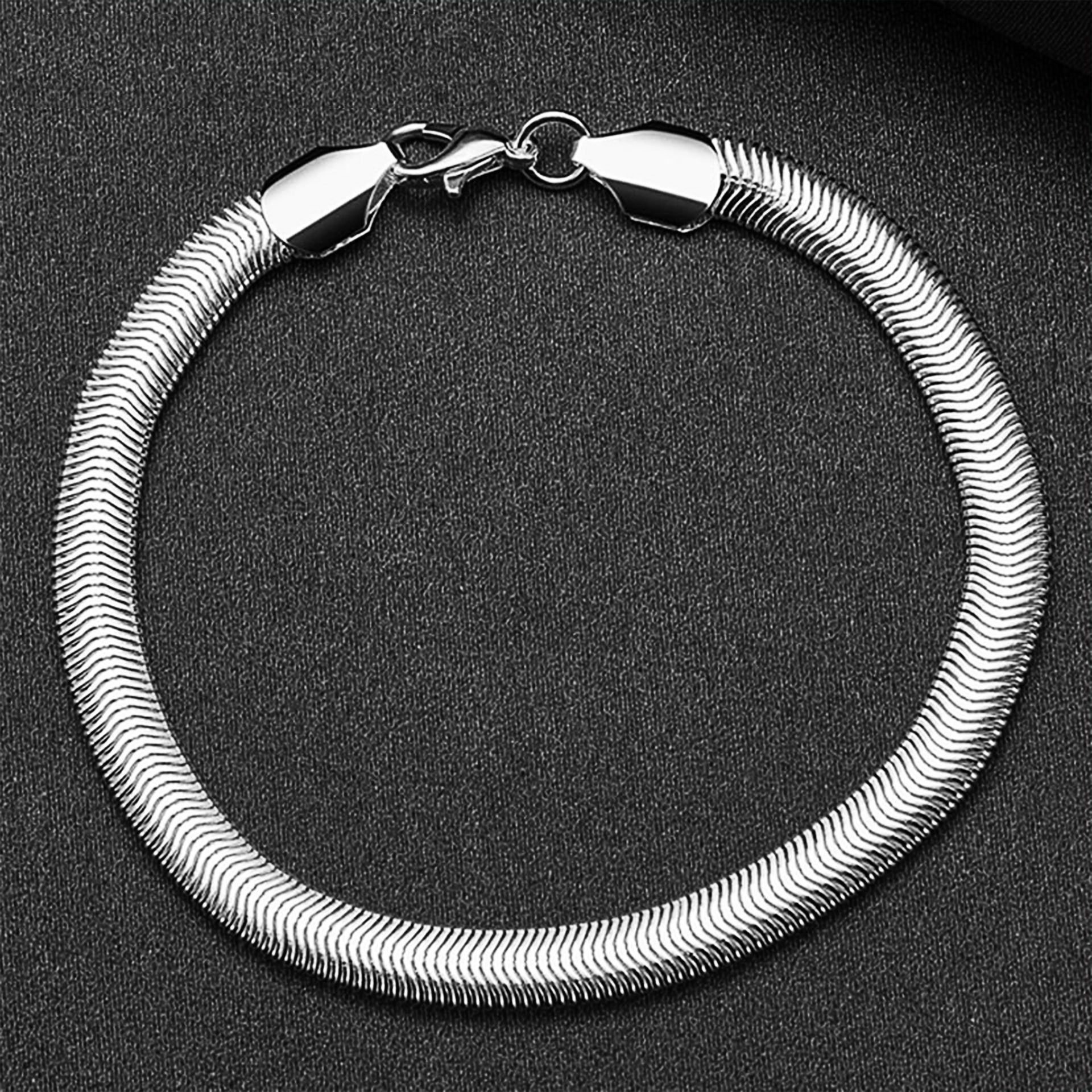 Rubyca Bracciali A Catena Serpente Argento (5 Pezzi) - Porta Ciondoli Con Moschettone, 21 Cm - 3
