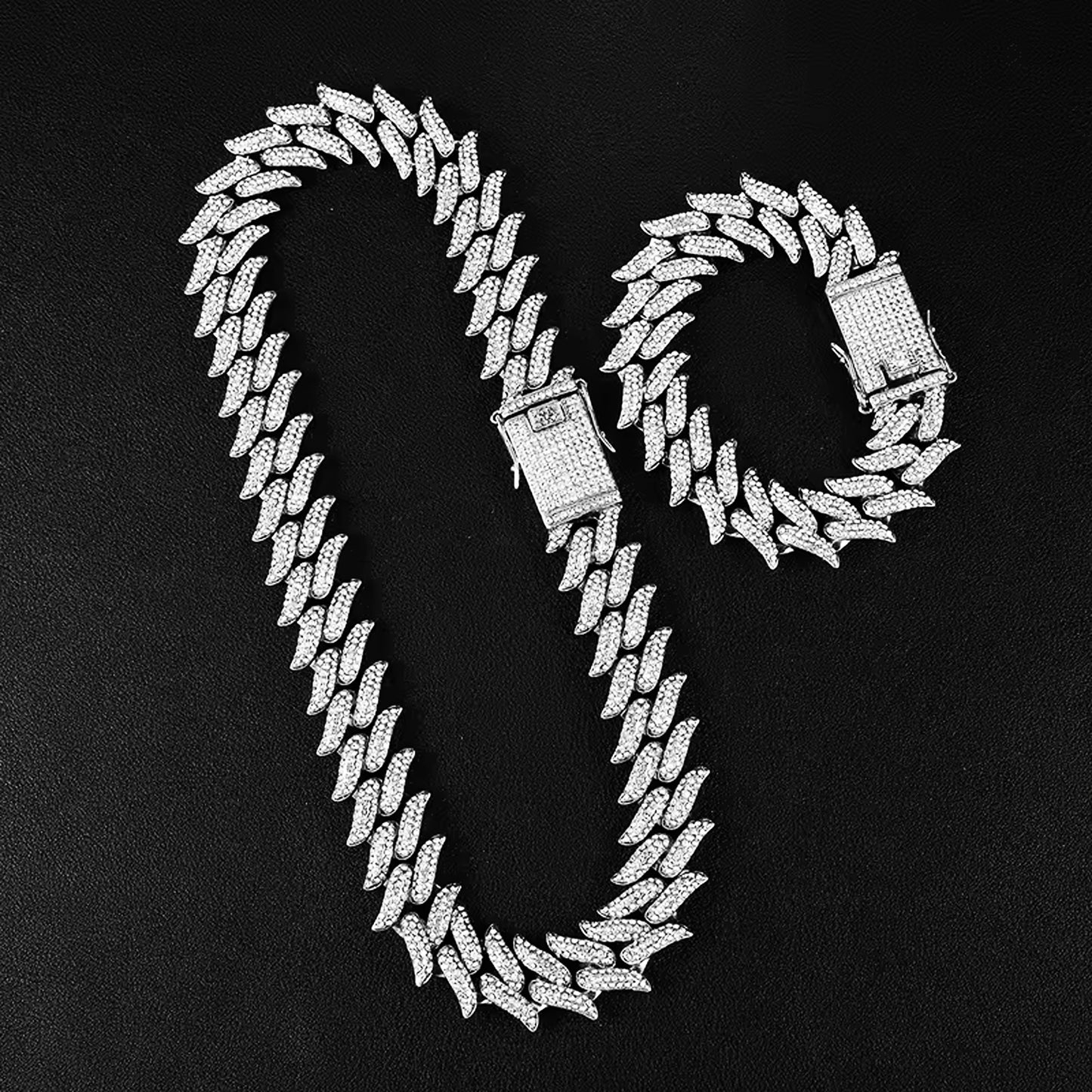 Iced Out Dragon Spike Chain (Silver)