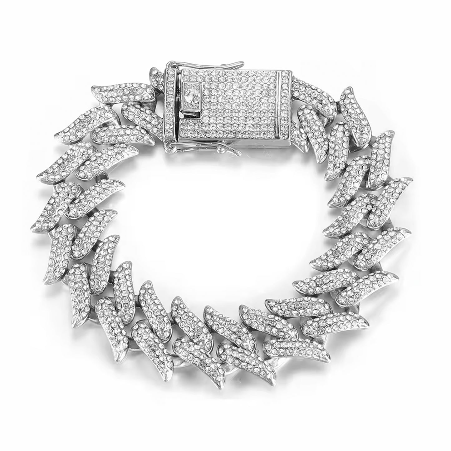 Iced Out Dragon Spike Chain (Silver)