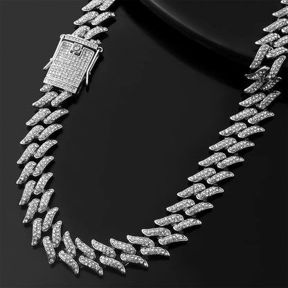 Iced Out Dragon Spike Chain (Silver)