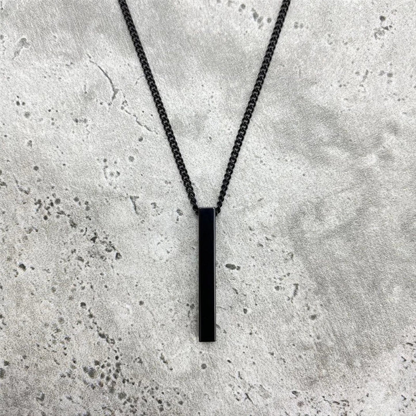 Black Bar Pendant With Sleek Chain