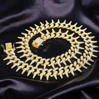 Iced Out Rivet Spike Chain