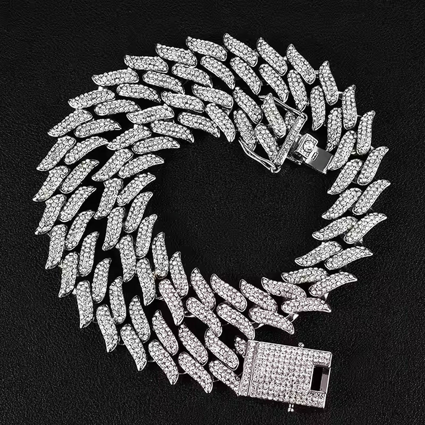 Iced Out Dragon Spike Chain (Silver)