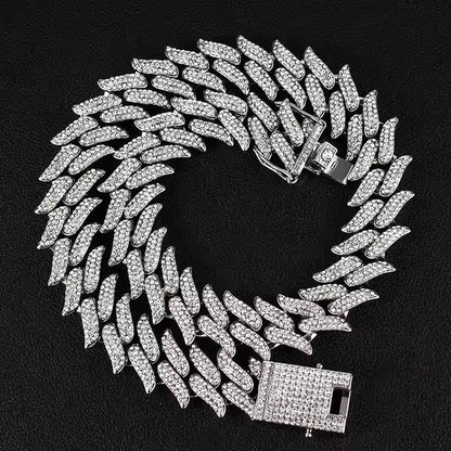 Iced Out Dragon Spike Chain (Silver)