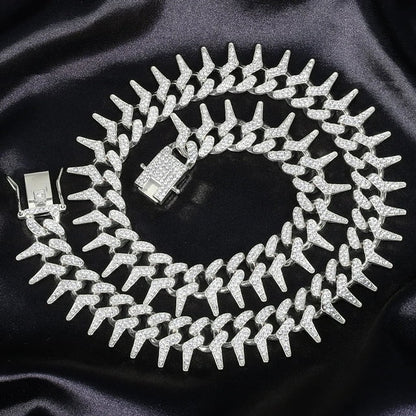 Iced Out Rivet Spike Chain