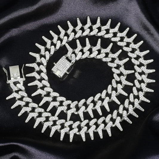 Iced Out Rivet Spike Chain
