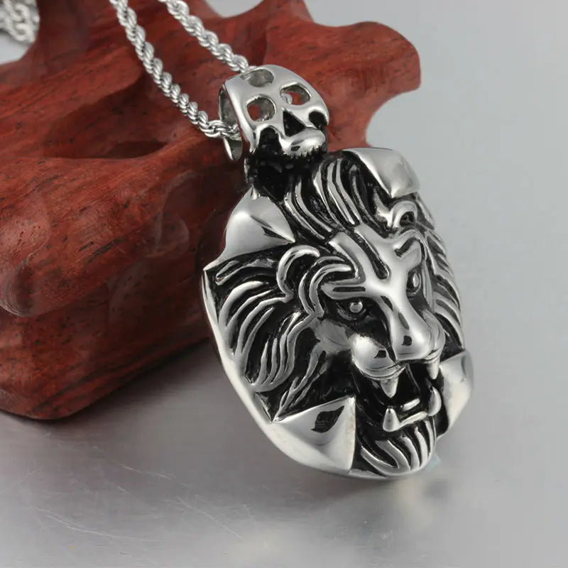 Lion Face with Skull Pendant