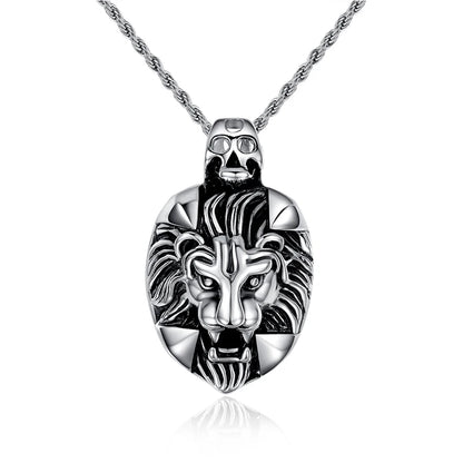 Lion Face with Skull Pendant